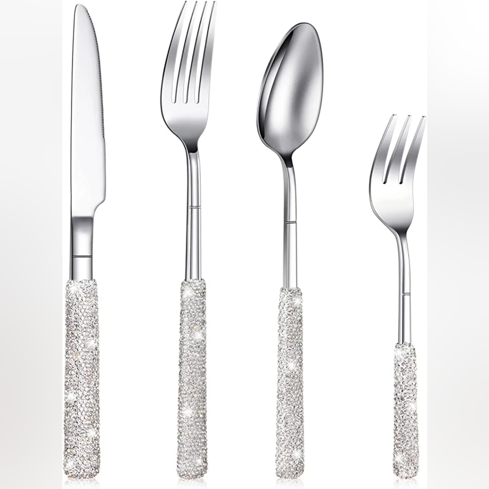NEW Sparkling Bling Crystal Rhinestone Silverware Place Setting Dinner F⦠- Picture 5 of 6